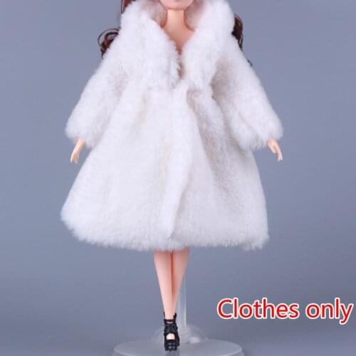 1 Set Multicolor Long Sleeve Soft Fur Coat Tops Dress Toy Wear Casual Kids Accessories Warm For 28/30 Winter Clothes X8D3