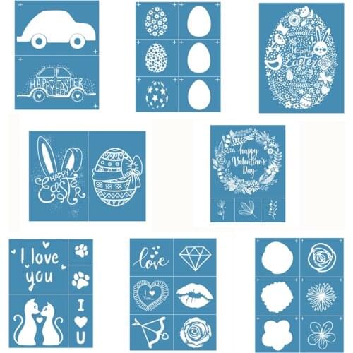 Happy Valentines Day Self-Adhesive Silk Screen Printing Stencil Mesh Transfers for DIY T-Shirt Pillow Textile Painting