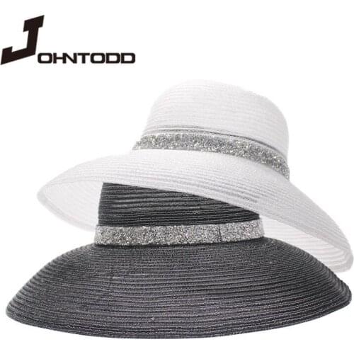 New Product Fashion Sun Hat Ladies Summer Bow Straw Hat Ladies Beach Headdress Chapeau Femme Hepburn Hat Black top hat fedora