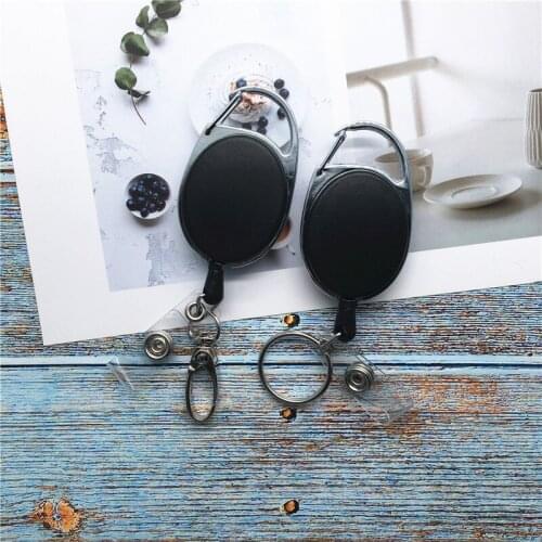 Retractable Badge ID Card Holders with Carabiner Reel Clip Recoil Reel Belt Clip Metal Housing Plastic Covers