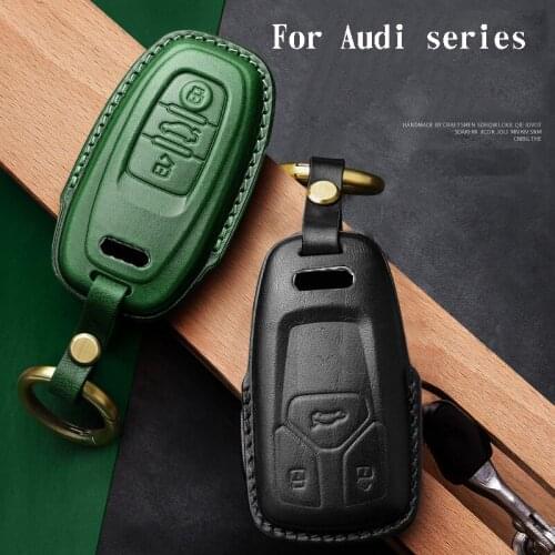 Hight quality Top layer leather Car Key Cover Case For Audi A1 A3 A4 A5 A6 A7 A8 Quattro Q3 Q5 Q7 Intelligent Buttons Remote Key