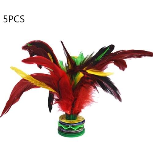 Y1UC 5pcs Colorful Feathers Kick Shuttlecock Chinese Jianzi Foot Sports Outdoor Toy Game