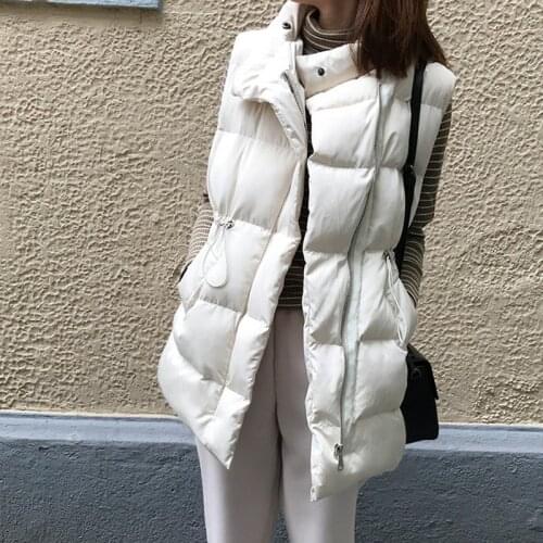 2020 Sleeveless Jacket Women 3 Colors Zipper Streetwear Winter Warm Outwear Long Vest Top Black Female WaistCoat Mujer Parkas