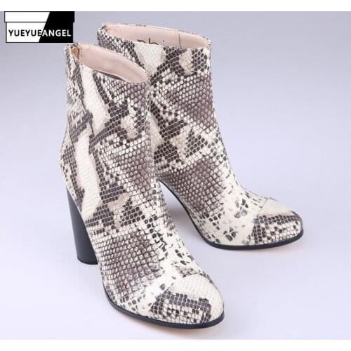 Women Autumn Winter Ankle Boots Block Pointed Toe Sexy Fashion Booties Handmade Back Zip High Heel Bota Feminina Plus Size 46