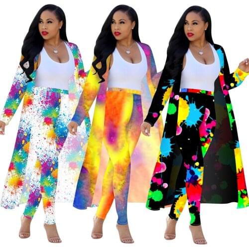 Summer Autumn 2 Pieces Set Women Cardigan Long Trench Coat and Tops And Bodycon Casual Pant Suit Boho Sexy Two Piece Suits 2021