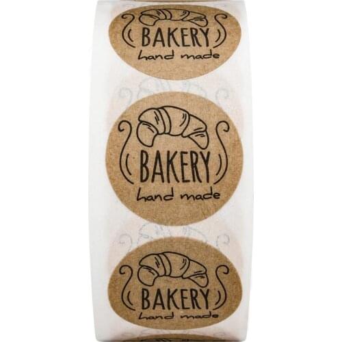 100-500pcs Kraft Paper Hand Made Stickers "bakery" Scrapbooking For Cookie Boxes Seal Labels Sticker Cute Stationery
