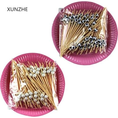 100pcs 12cm Soccer fan Party supplies stick Cocktail Drink Stirring Sticks Food Dessert Picks Fruit Fork Cupcake Decorations