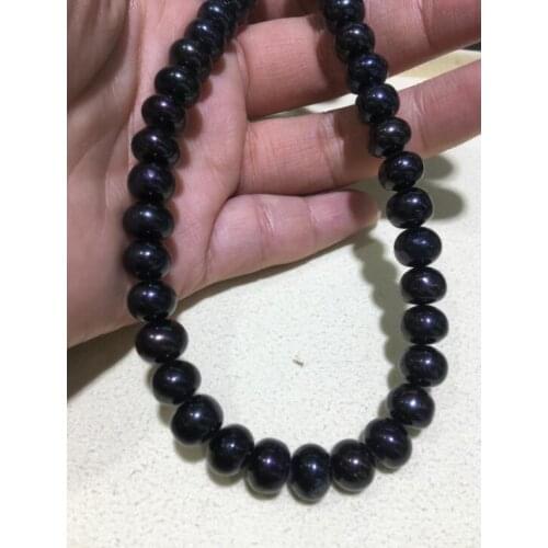 18inch stunning 8-9mm round black freshwater cultured pearl necklace