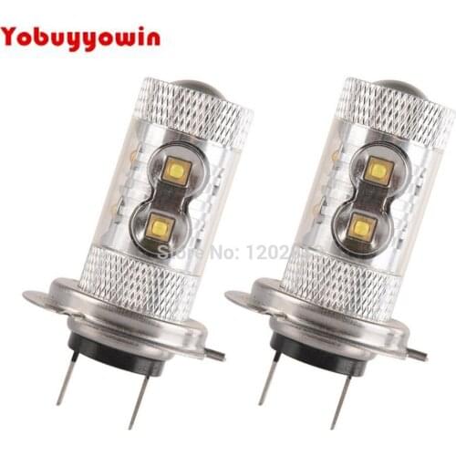 2Pcs Super Bright 12V-24V 50W CREE Chips H7 PX26D LED White Fog Light Bulb For Car Driving DRL Lamp Automotive Lighting