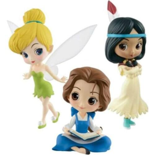 Original Disney Q Posket Princess tinker bell belle pocahontas 3 Pack Characters Vol.4 Collection Cake Decor Kids Gift