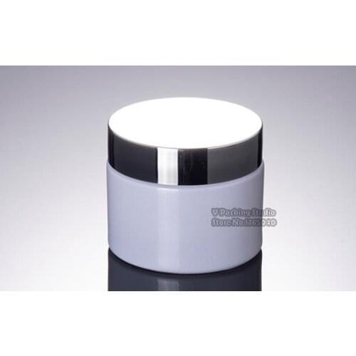 50ml/g White Glass Cream Jar with black wooden lids Cap, Glass Container Cosmetic,glass jar with bamboo wood cap 200pcs/lot