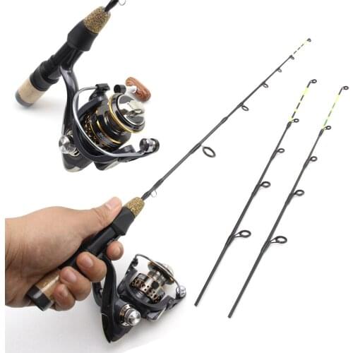 60cm Ice Fishing Rod With Reel Portable Light Folded Pole Carbon Fiber River Shrimp Fishing Pole Winter Fishing Tackle Set