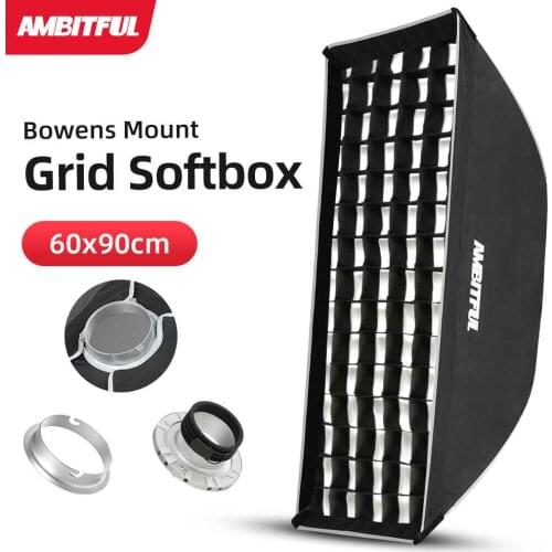 AMBITFUL 24"x 35" 60 x 90cm Honeycomb Grid Softbox with Bowens or Profoto or Elinchrom Mount for Studio Strobe Flash Light