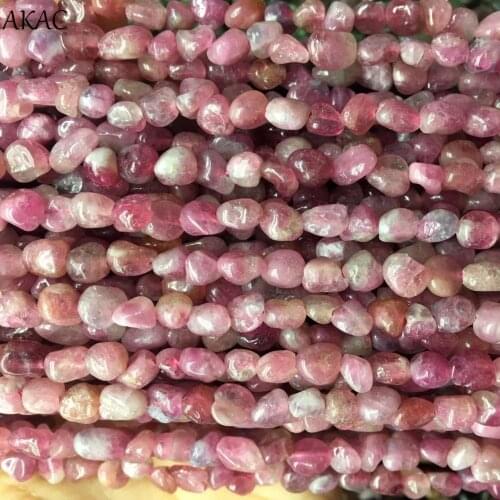 Free shipping 2strands natural pink tourmaline irregular gravel stone beads for diy bracelet necklace anklet wholesale