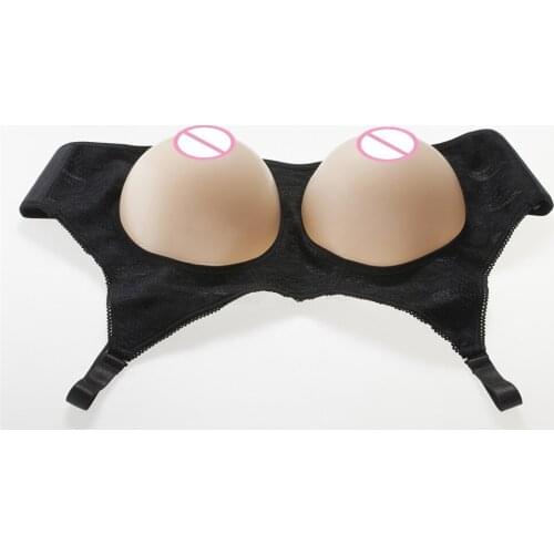 Most Realistic Breast Forms In Exposed Lace Bra 1600g/Set Drag Queen Shemale Transgenders Crossdresser Silicone Boob-Bra Set