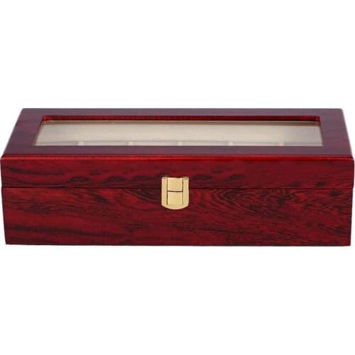 6 Wood Watch Display Case Box Glass Top Jewelry Storage Organizer Gift Men