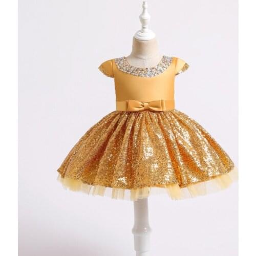 2021 Winter Baby Girl Dress Sequin Kids Dresses For Girls Children Clothes Princess Birthday Party Dress Lace Dance Show Gown