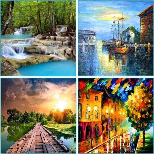 Diy 5D Diamond Painting Streetscape Diamond Mosaic Cross Stitch Kit Lovers painting Diamonds Embroidery Square Home Decoration