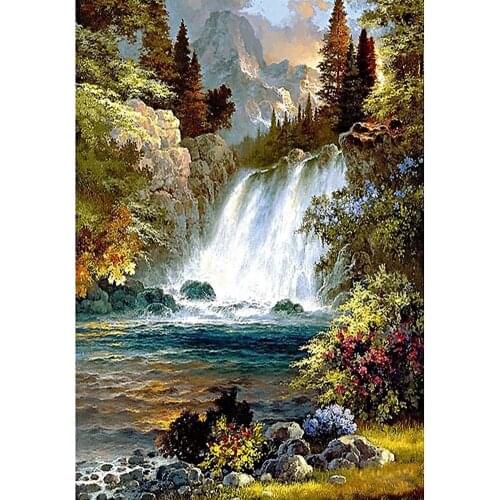 DIY Full Diamond Embroidery nature waterfall photo custom Diamond Painting Cross Stitch 3D Diamond Mosaic Decoration Christmas