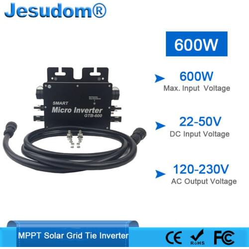 Solar Power Inverter 600W MPPT Grid Tie Converter Wireless Pure Sine Wave Output 22-50V DC to 220V110VAC