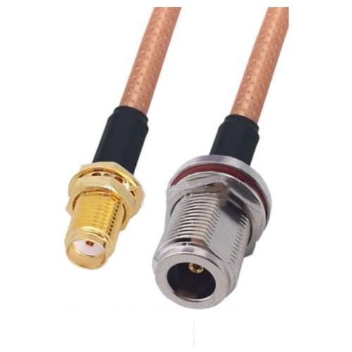 Brown RG142 Cable SMA Female to N Female Bulkhead Nut Connector RF Coaxial Jumper Pigtail Cable