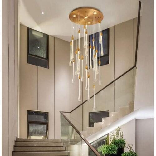L Staircase long chandelier modern minimalist villa atmosphere Nordic living room creative personality club rotating multi-store