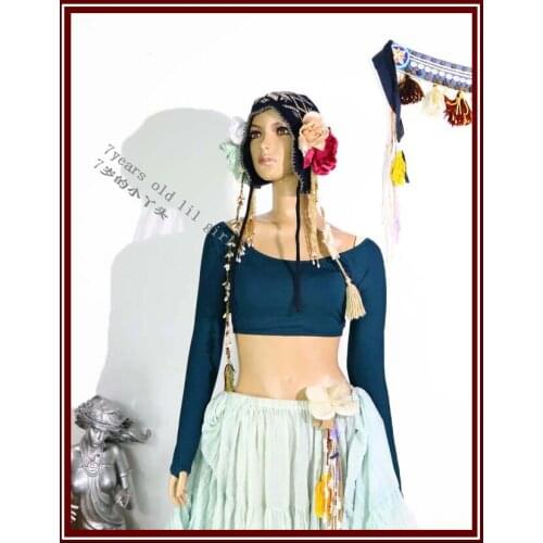 Lycra cotton Belly dance long sleeve top Tribal top belly dance costume AS54-61