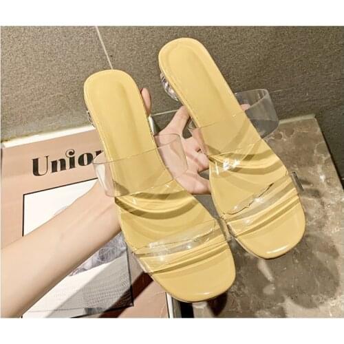 Summer Clear Slippers Women Shoes Woman Mules Fashion Sexy Crystal Shoes Transparent High Heels Ladies Shoes Slides Plus size