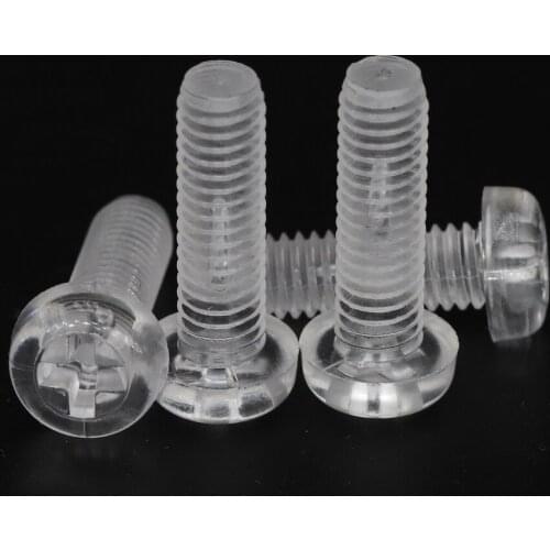 M3 M3*6/10/12/15 M3x6/10/12/15 Clear Transparent PMMA Acrylic Plastic Nylon Bolt Phillips Cross Recessed Round Pan Head Screw