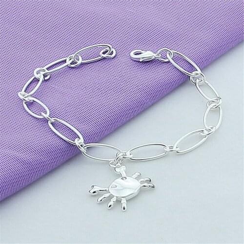 Fashion Jewelry 925 Sterling Silver Crab Pendant Bracelet For Woman Charm Wedding Engagement Party Gift