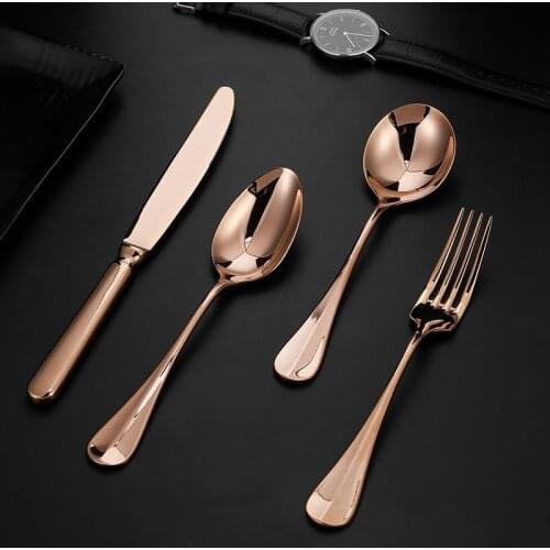 Mirror Cutlery Set Western Knife Dining Table Eco Friendly Dinner Set Kitchen Stainless Steel Geschirr Dinnerware Sets EK50DS
