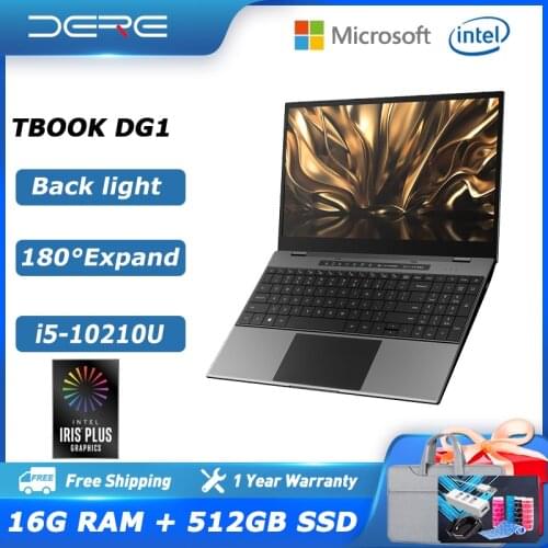 DERE TBook DG1 Laptop 15.6 Inch FHD Screen Intel Core i5-10210U Intel® Iris® Xe MAX Graphics Touch Bar Design 16GB+512GB SSD