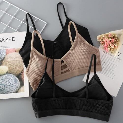 2019 New Sports Bra Underwear Threaded Cotton Breast Hollow Out Fitness Breathable Comfortable Ladies Padded Bralette Crop Tops