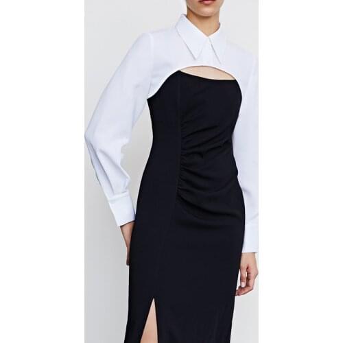 New ladies two-piece dress long sleeve slim long dress professional office women black dress