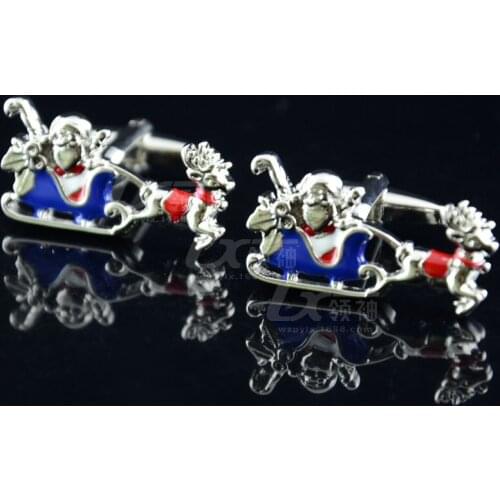 WholeSale 10Pairs/lot Christmas Series Cufflinks christmas cufflinks Santa sleigh gift ideas Free Shipment