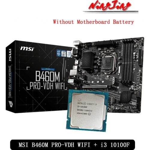 Intel Core i3 10100F CPU + MSI B460M PRO VDH WIFI Motherboard Suit No integrated graphics card LGA 1151 New but without cooler