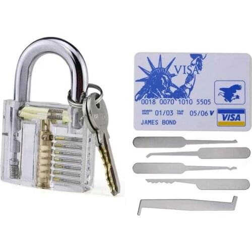 Transparent locksmith tool practice 5-piece multi-function wrench hook training practice lock opener