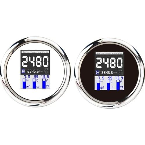 Universal 85mm 4 in 1 Multi-Functional Meter Digital Tachometer Water Temp Oil Pressure Gauge Voltmeter with Alarm
