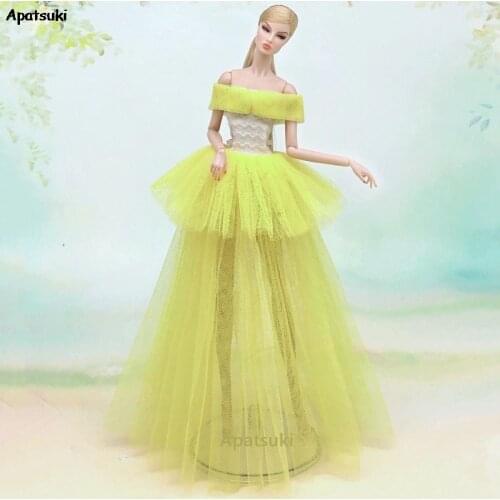 Yellow Multi-layer Wedding Dress For Barbie Outfits Clothes Fashion Doll Dresses 1/6 BJD Dolls Accessories Kids Toys DIY