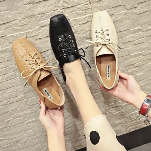 Womens Shoes 2019 New Spring soled Shoes with Laces, Single Shoes and Small Leather Shoes