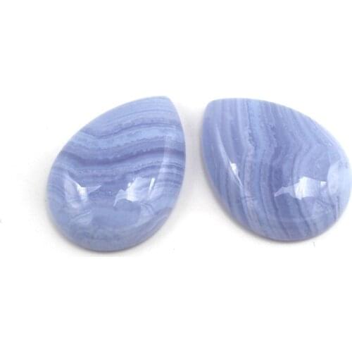 1pcs Natural Blue Lace Agates Blue Chalcedony Cabochons 18x25mm 22x30mm Quality Drop Teardrop Gem stone CABs Flat Back Ring Face