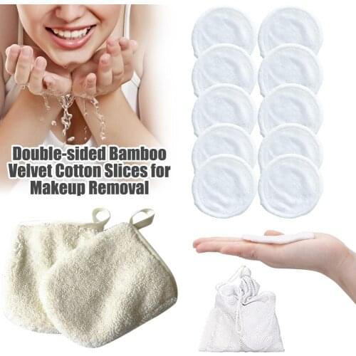 10Pcs/set Reusable Cotton Makeup Remover Pads Washable Eyeshow Nail Art Remover Pad Face Cleaning Cotton Pads
