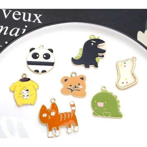 10pcs Fashion Fun animal Earrings For Women red panda dinosaur cat pendant Sweet Girl creative diy jewelry accessories material