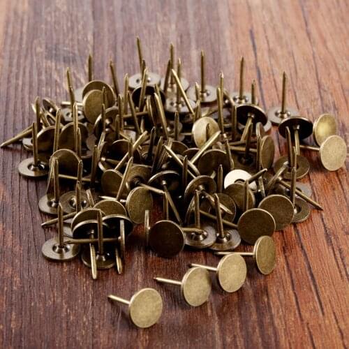 100pcs 11*17mm Pushpin Decorative Thumbtacks Antique Tack Pin Nail Round Shape Push Pins Thumb Tacks Wall Cork Board Office