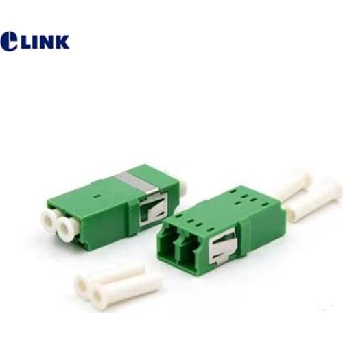 100pcs LC APC duplex Single mode flangeless fiber optic adapter green LC ftth coupler DX without flange free shipping IL