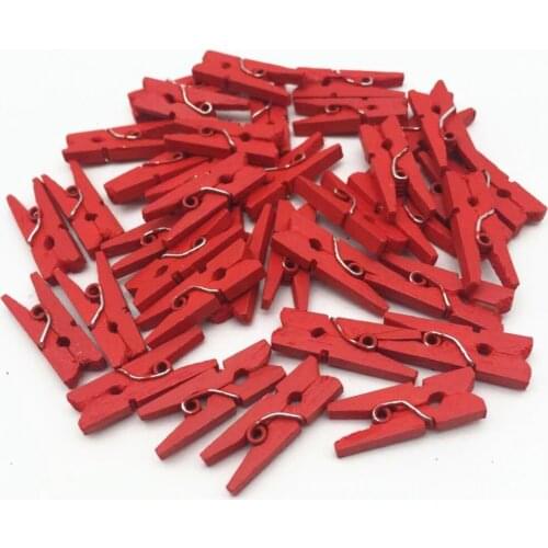 1000pcs Red 25mm Wooden Mini Pegs Clothes Pins Clothespins Card Holder Crafts Scrapbooking Wedding