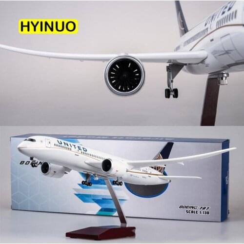 43cm 1/130 American United Airlines Airplane Boeing 787 B787 Dreamliner Diecast Aircraft Show Wheel Light Resin Plane Model