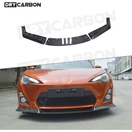 3PCS For Subaru BRZ High Quality Carbon Fiber Car Front Lip Bumper Spoiler Wings for Toyota GT 86 2014-2016 J Style