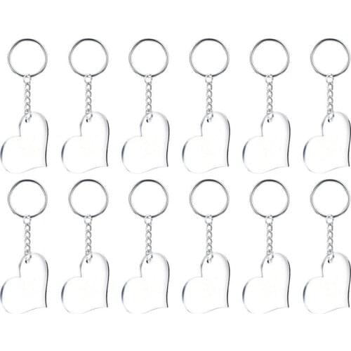 30 Pcs Acrylic Keychain Heart Shape Key Chain Blank Acrylic Key Ornaments
