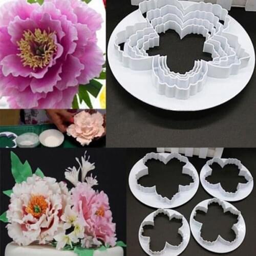 4pcs Peony Petal Mold Cutter Flowers Cake Gum Paste Decorating Moulds DIY Cookie Sugar Fondant Cutter Cake Decoration